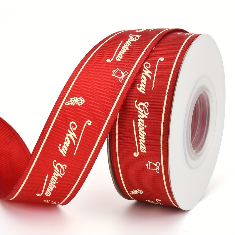1 Roll 9m Christmas Wrapping Ribbon With Santa & Snowflakes Print, Red  Satin Ribbon For Holiday Decoration, Wreath Making