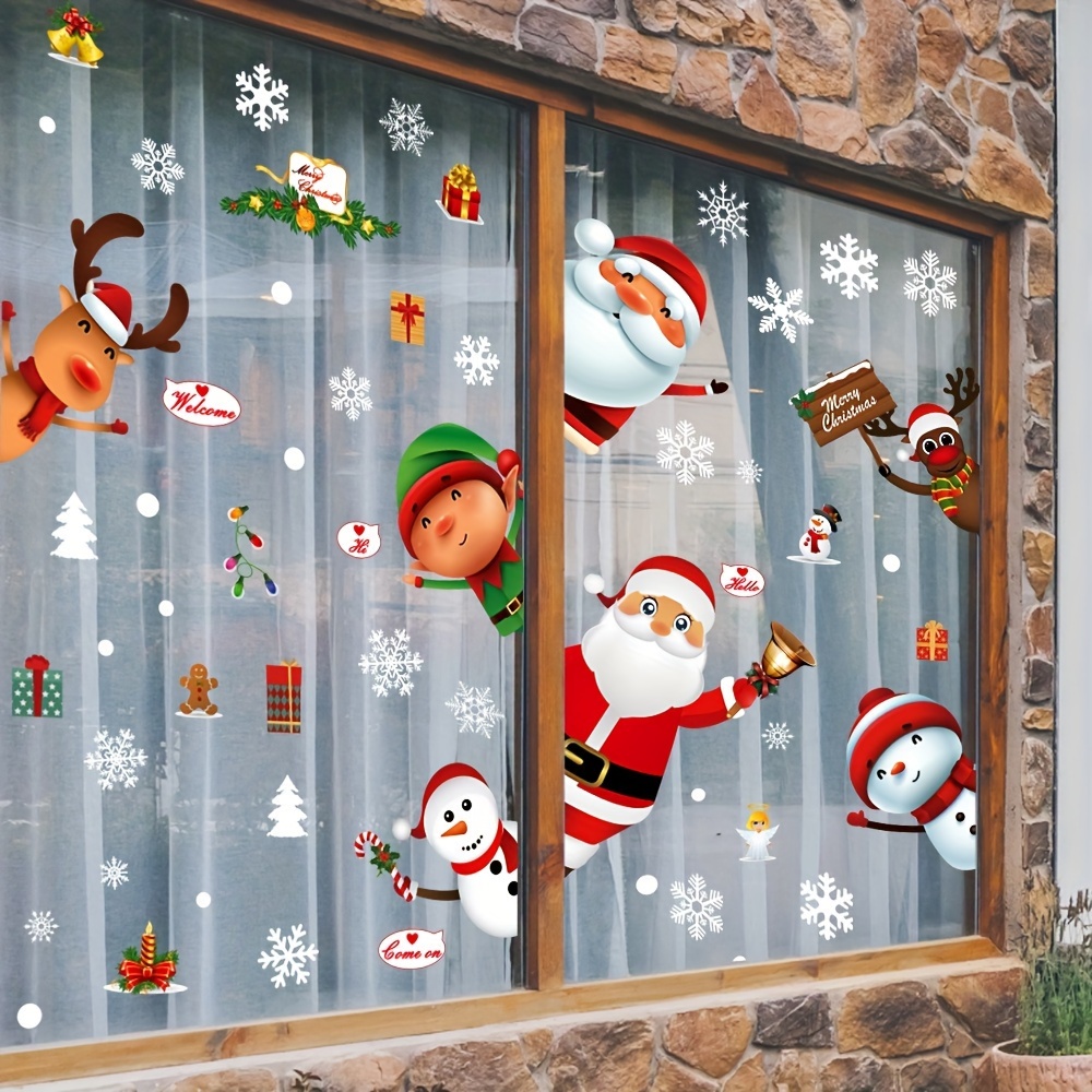 Weihnachts-Fensteraufkleber, Dekoration, Weihnachts-Fensteraufkleber,  elektrostatische PVC-Weihnachts-Fensteraufkleber, wiederverwendbar,  doppelseitige Weihnachts-Fensteraufkleber – Weihnachtswichtel
