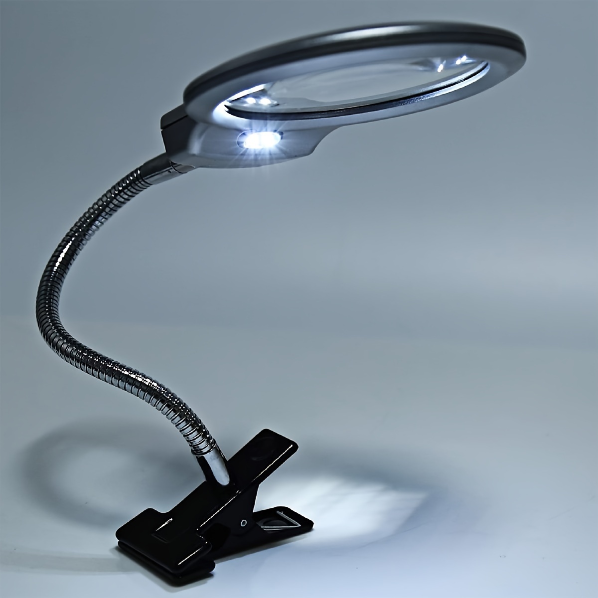 5 lupas con luz y abrazadera, 5 modos de color, lupa iluminada regulable  sin escalones con soporte, lámpara de escritorio LED de cuello de cisne