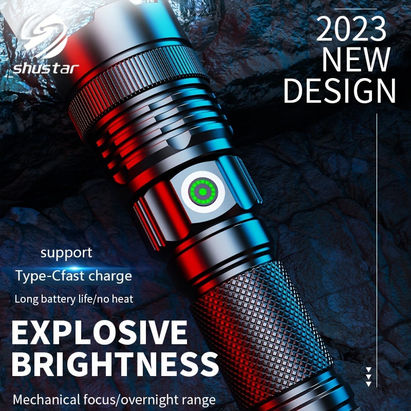 High Power Led Flashlight Powerful Usb Rechargeable - Temu