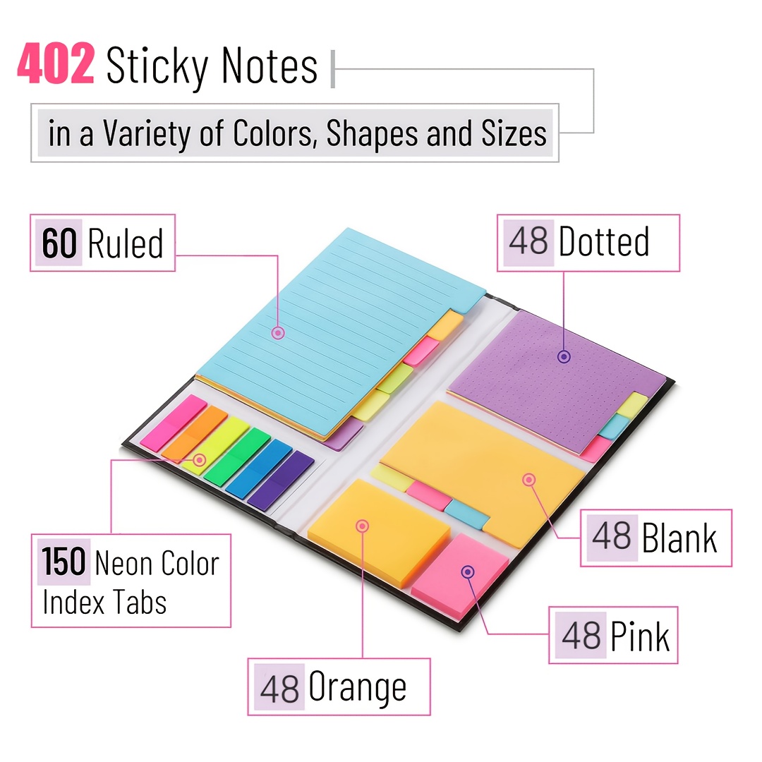 Mini Neon Sticky Notes, 2x2, 4 Pack