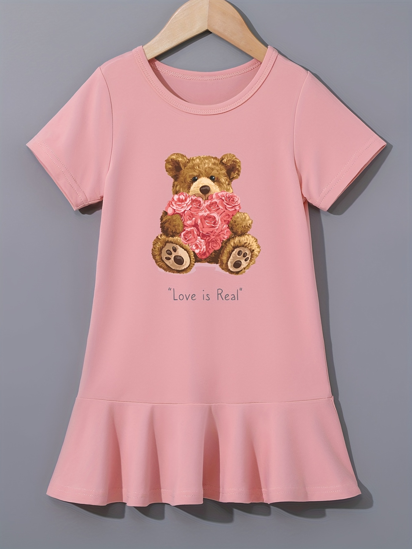 Moschino Baby Girls Pink Teddy Bear Toy Logo Short Sleeve Dress