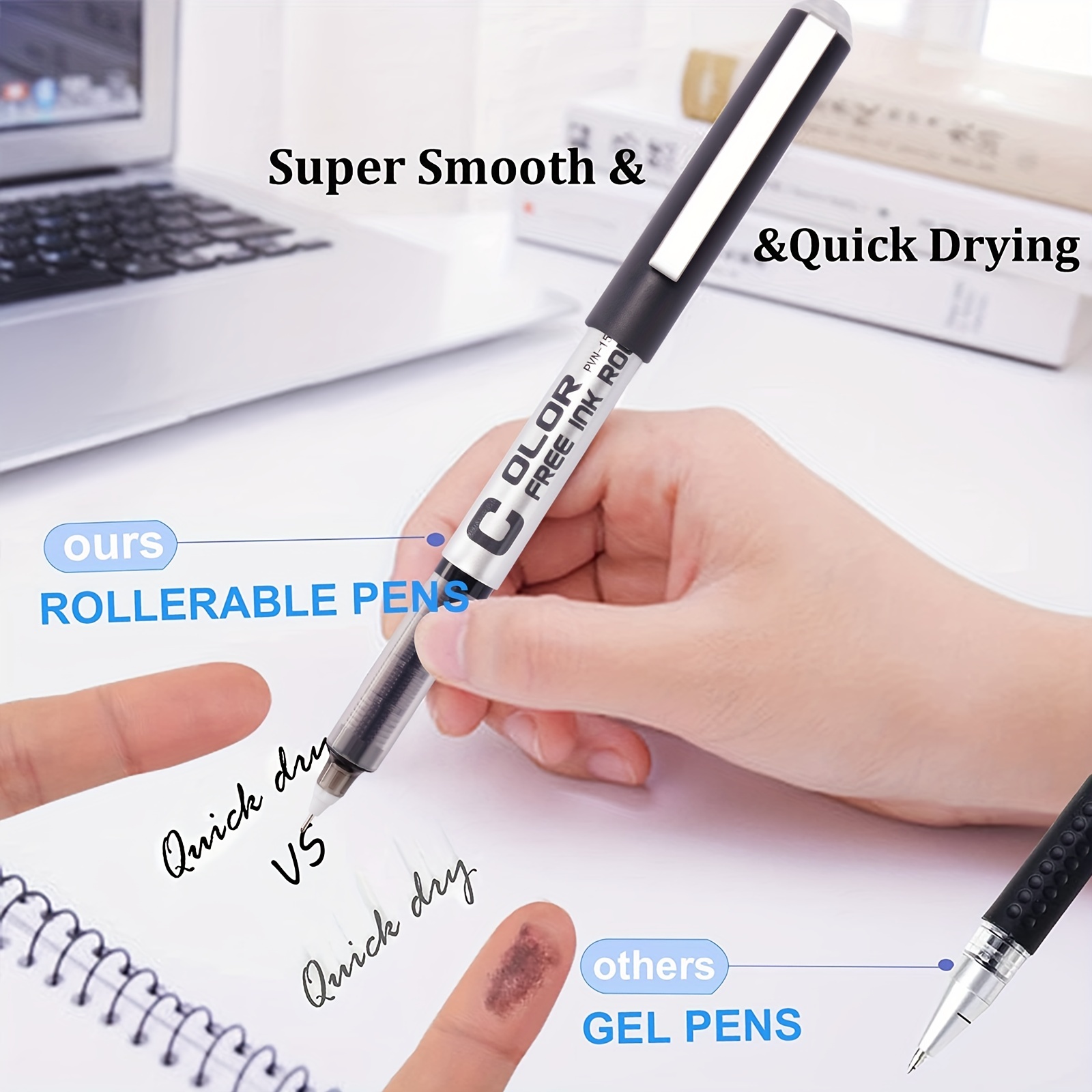 Eyeye Extra Fine Tip Pens Rollerball Black Pens Fine Point, Liquid Ink  Roller Ball Pens Black Ink Rollering Ball Point Pens, Black Free Ink Roller  Pen, Ink Fice Pens - Temu