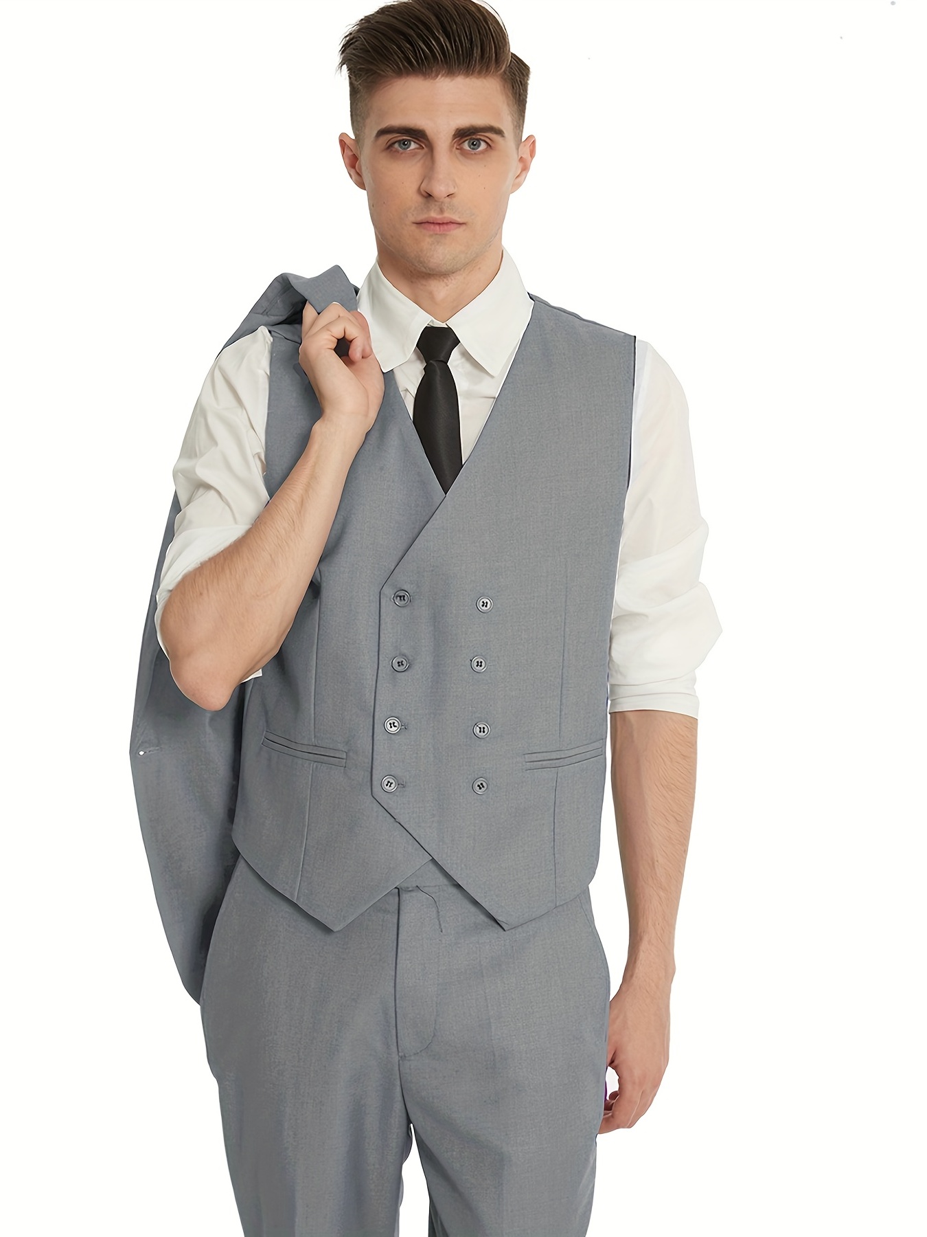 Men's Suit Slim Fit Suits One Button Vest Pants - Temu