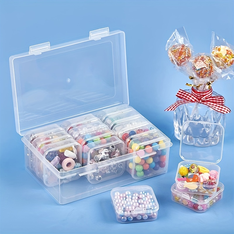 6 Pieces Mini Plastic Clear Beads Storage Containers Box for Collecting  Small Items, Beads, Jewelry, Business Cards, Game Pieces, Crafts (2.13 x  2.13
