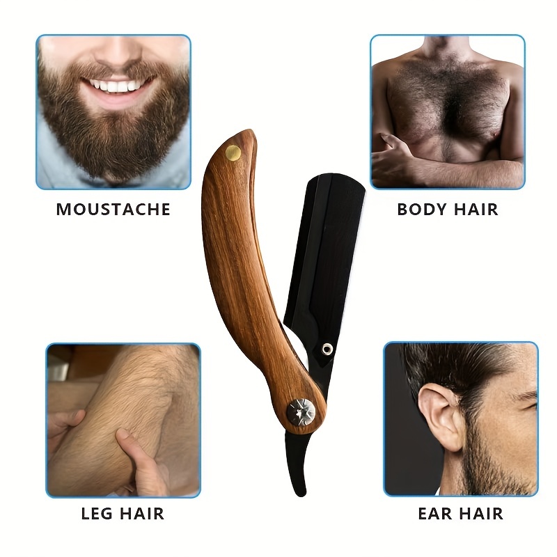 Men's Wooden Straight Edge Razor, Professional Barber Tool