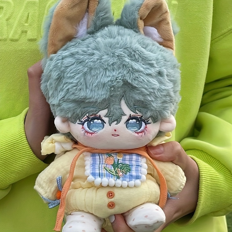 Plush Doll with Big Ears & Tail, Green, Optional Skeleton, Weak Magnet