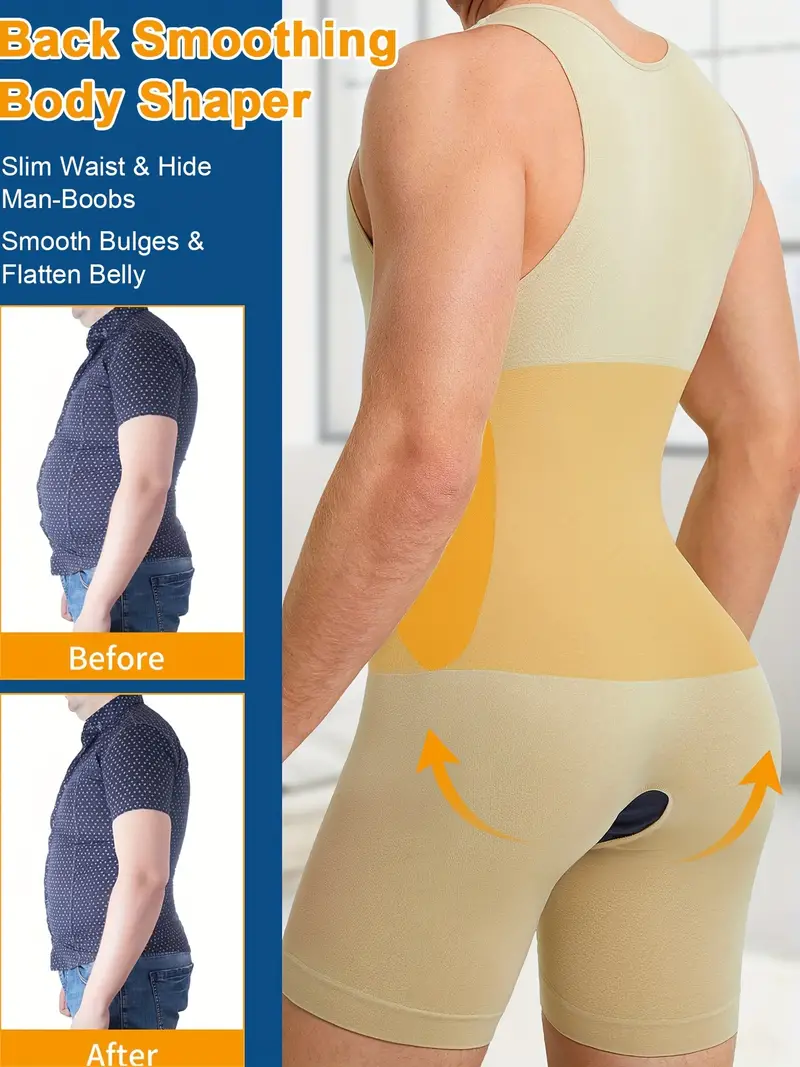 Men Shapewear Full Body Shaper Compression Slimming Tummy Control Bodysuit