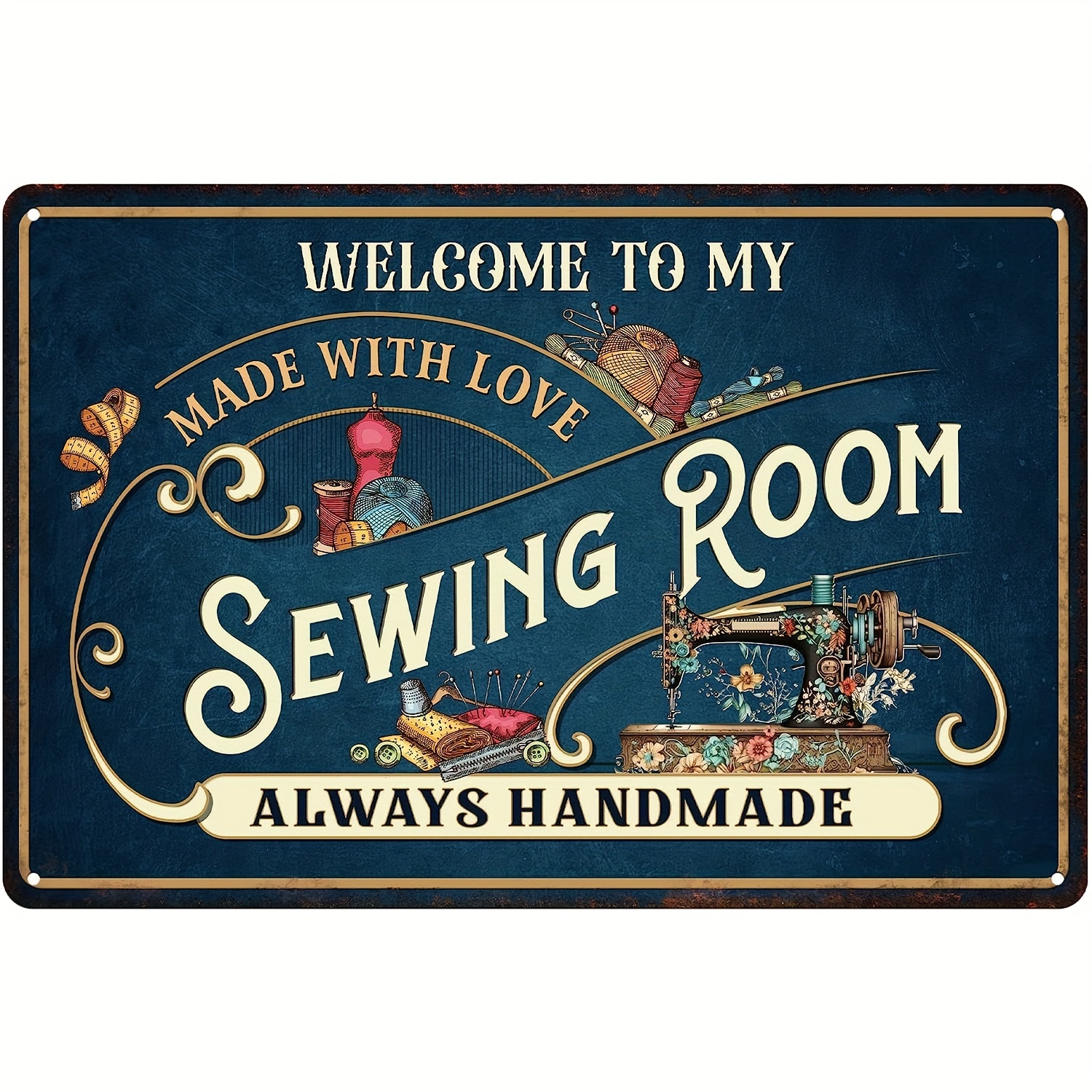 Funny Metal Tin Sign Sewing In My Dream World Fabric Is Free Sewing Gifts  for Sewing Lovers Woman, for Home Sewing Room Art Wall Decor 12x8inch