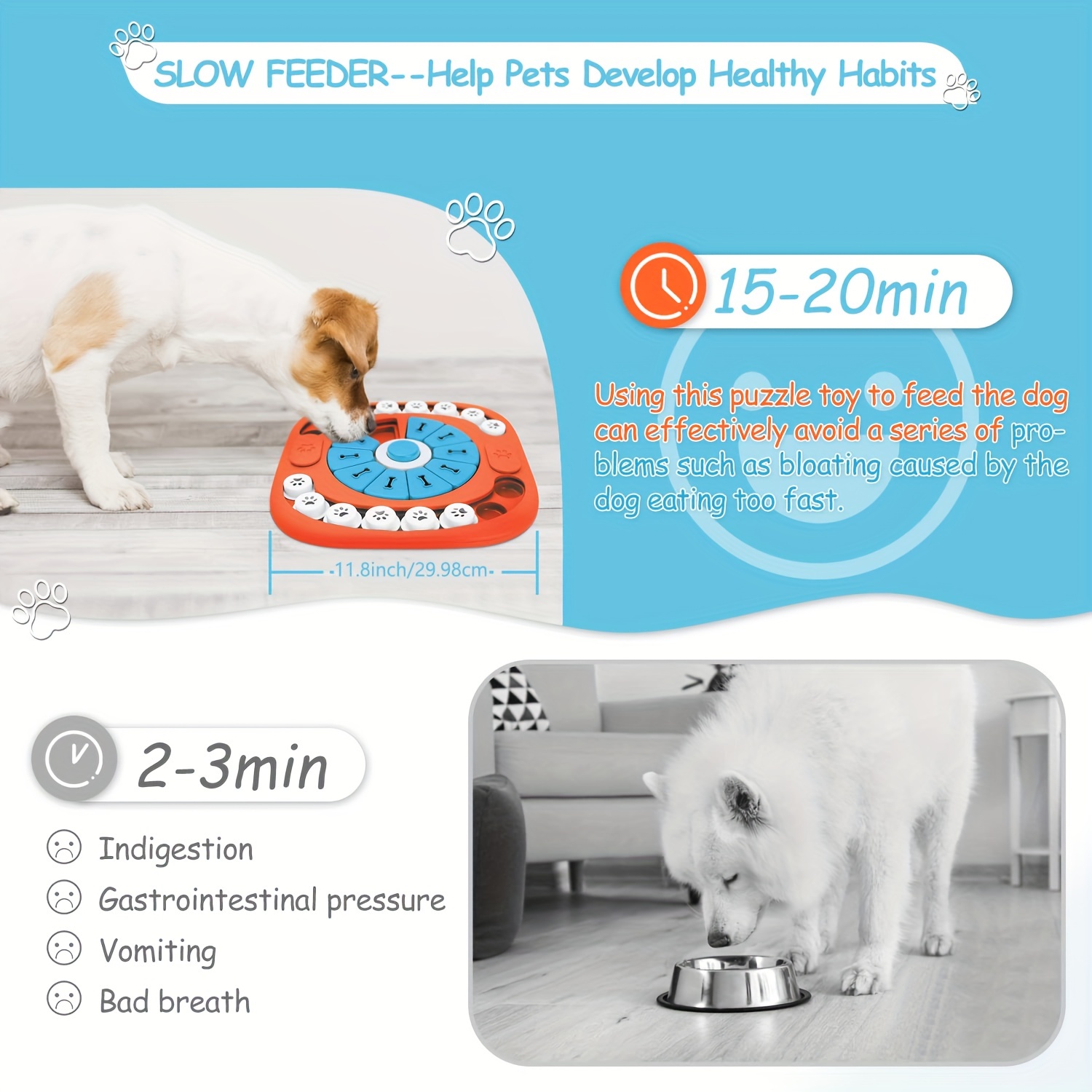 Pet Puzzle Toy Slow Feeder Bowl For Dog & Cat, Interactive Dog Toy For  Treats Training - Temu