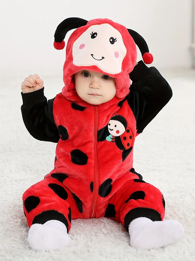 Carino Ladybug Shape Hooded Party Casual Jumpsuit Romper In - Temu Italy