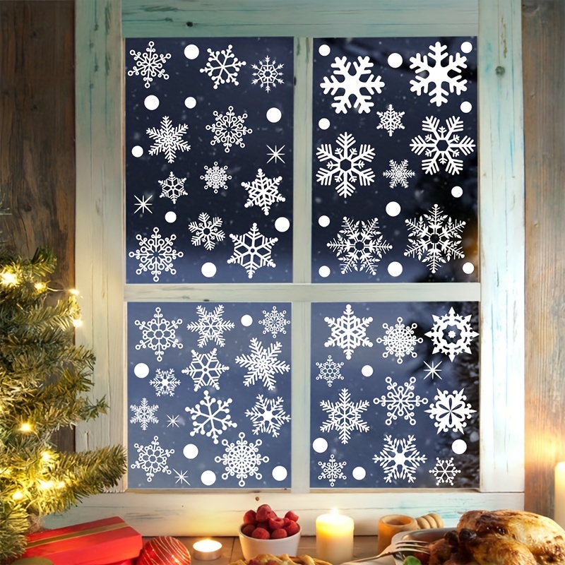 100pcs Reusable Christmas Window Snowflakes Stickers Clings Decal  Decorations UK