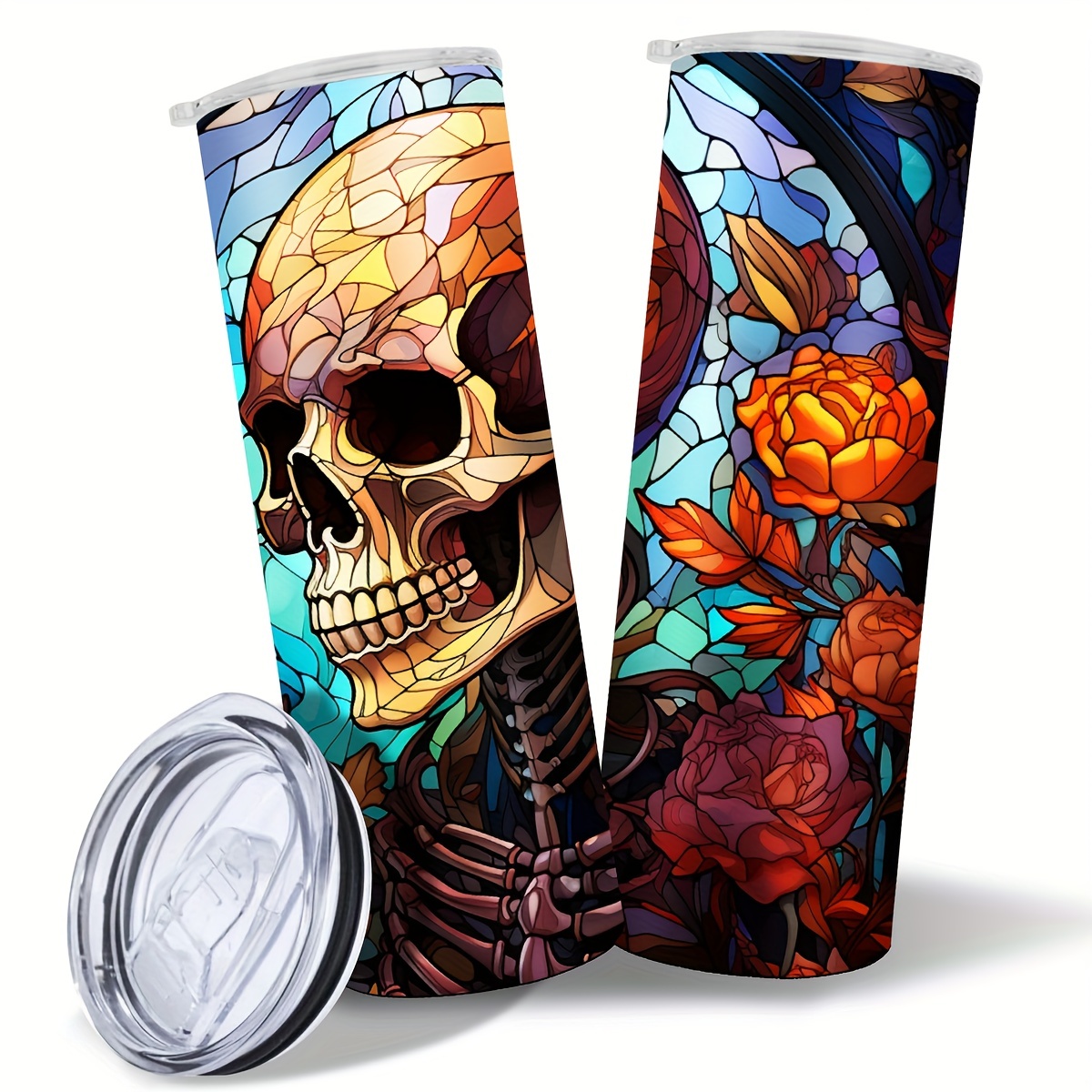 1pc Stainless Steel Skull Head Highball Glass Whiskey Cup, Halloween  Decoration, Color: Blue/white/black