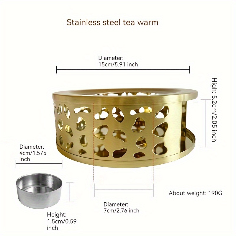 Teapot Warmer With Candle Holder Beautiful Stainless Steel Gold