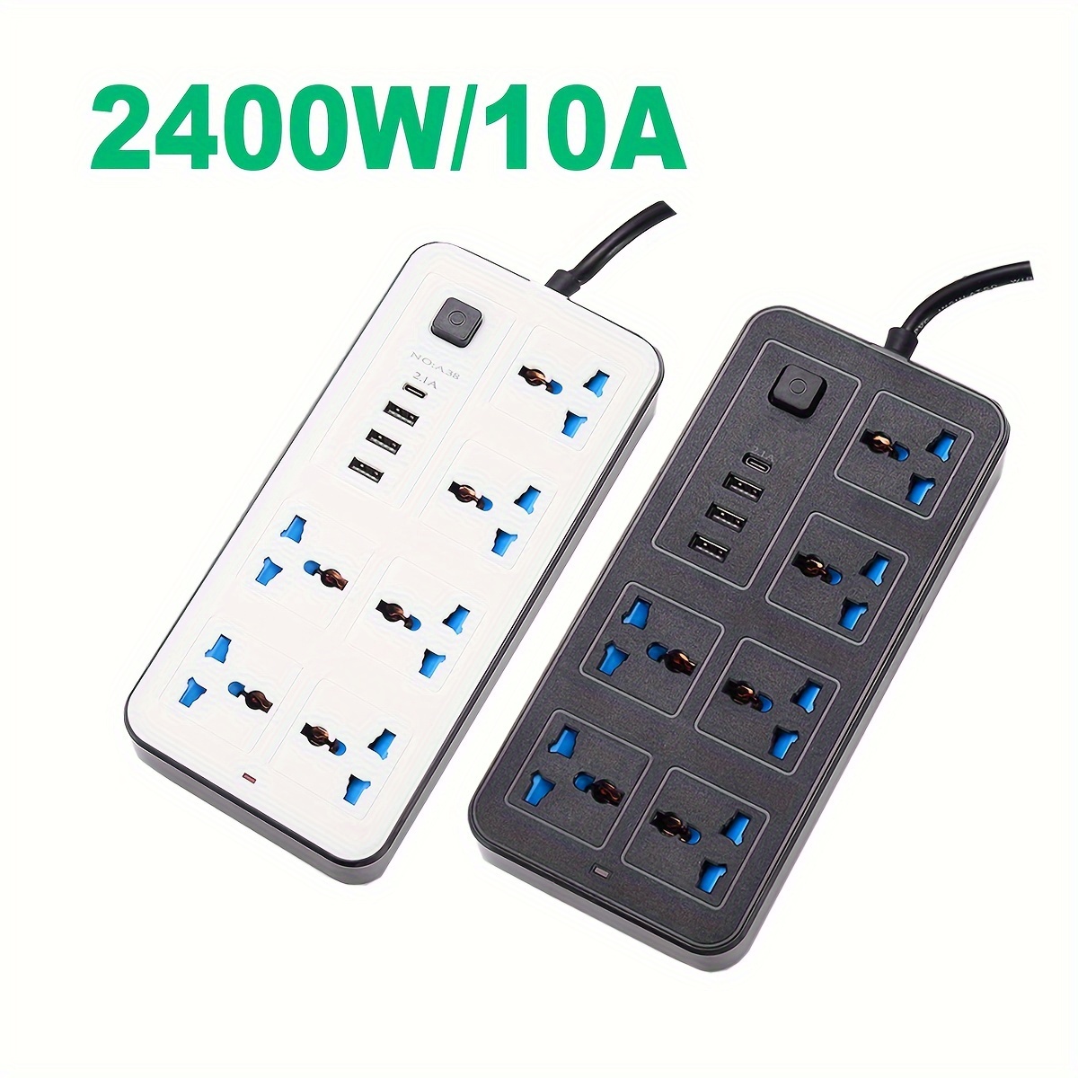 12 AC Power Strip Tower with 6 USB A, 5M Cable white [Plug Type F]