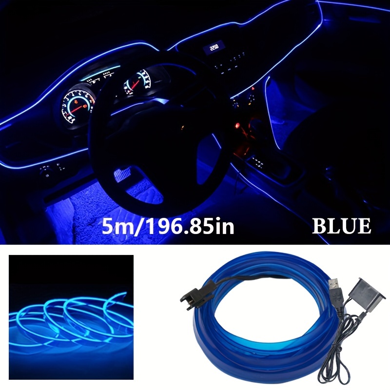 Luces interiores de coche, luces de alambre de neón USB, tira de