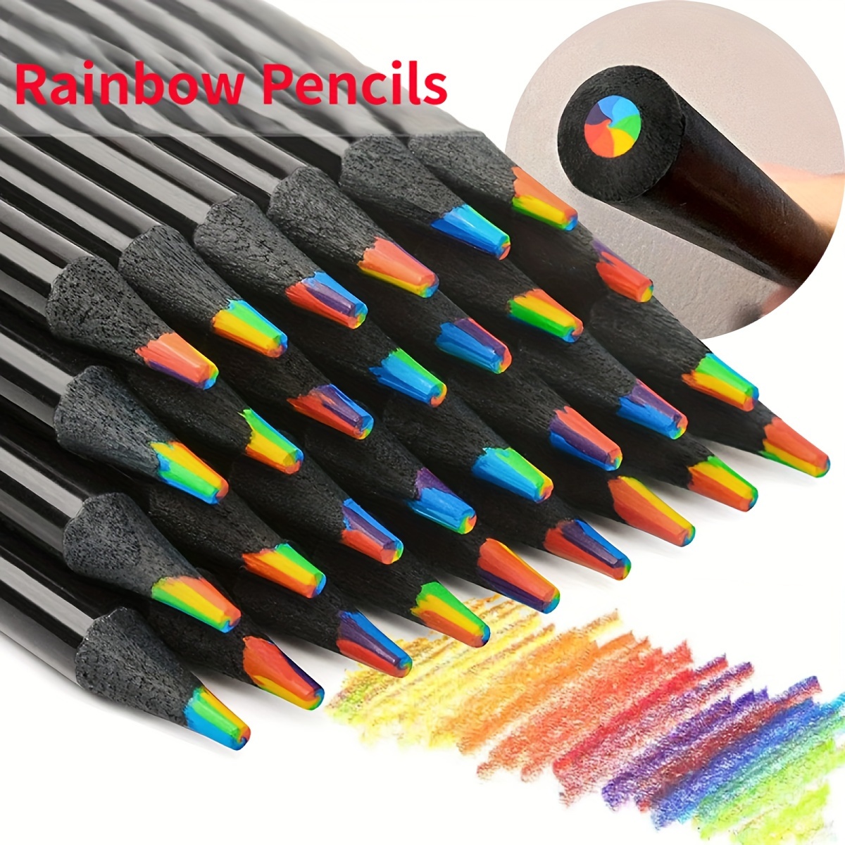 4pcs/pack Kawaii 4 Color Concentric Rainbow Pencil Crayons Colored Pencil  Set Art School Painting Graffiti Drawing