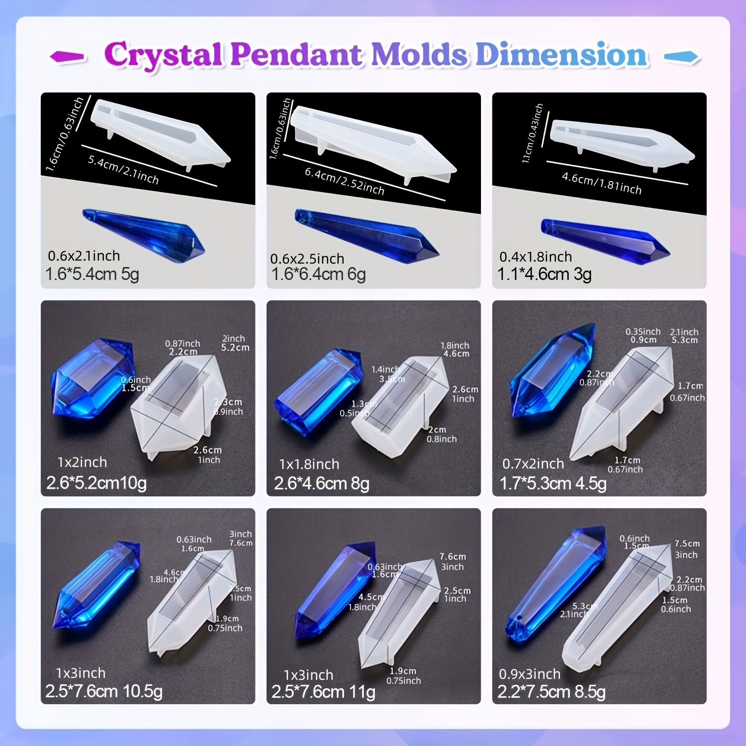 Pendulum Crystal Resin Molds Resin Silicone Molds Multi - Temu