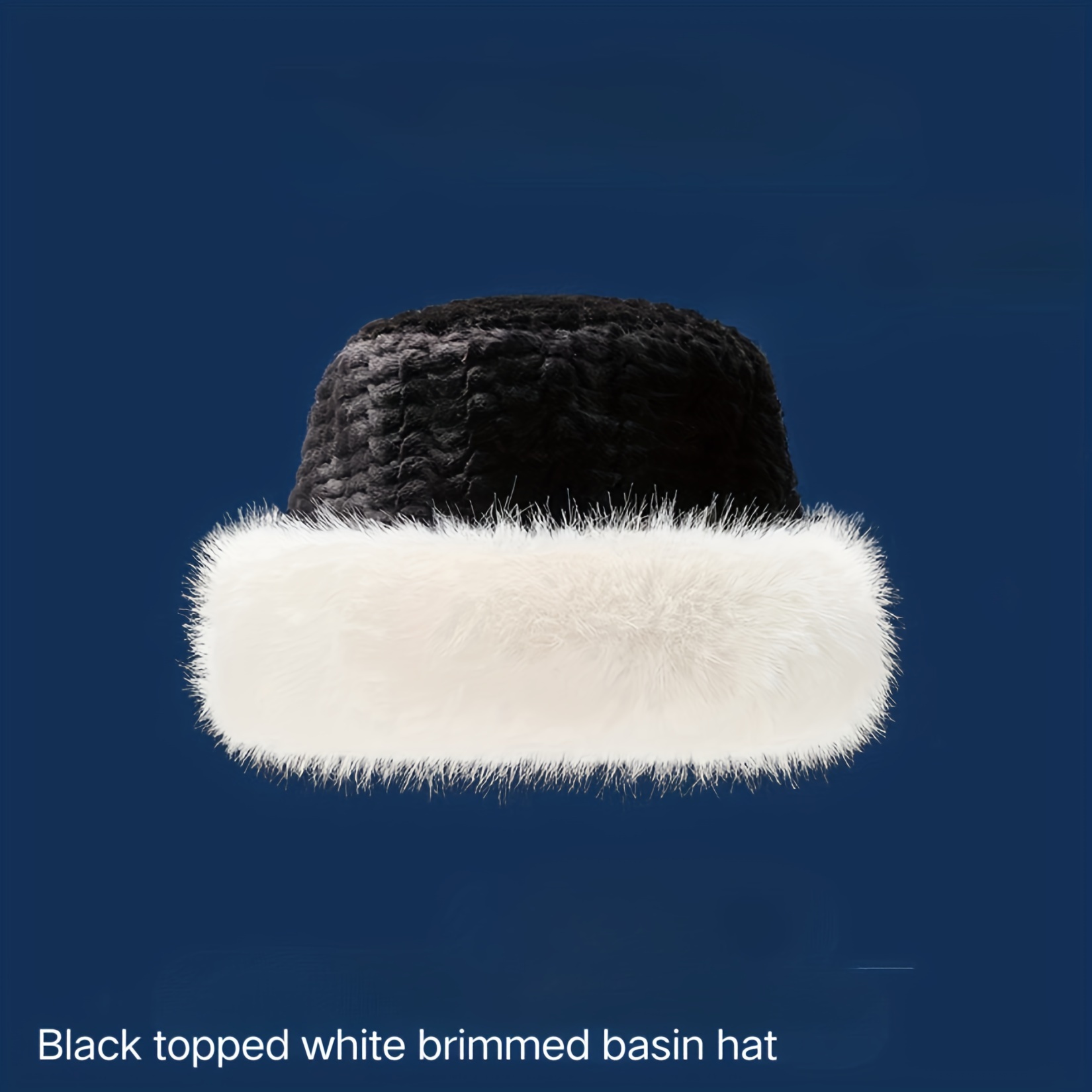 Wide Brim Fluffy Bucket Hat Elegant Faux Fur Large Basin - Temu ...