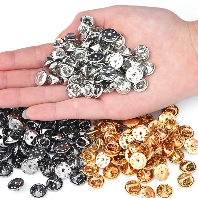 DUFEIMOY 40Pcs Metal Locking Pin Backs, Pin Locks Keeper Clasp, Pin Backs  with Storage Case for Brooch Enamel Lapel Hat Badge, Silver