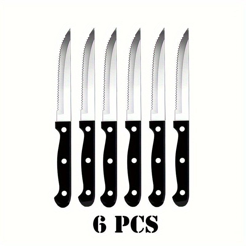 Jaswehome 6pcs Steak knives Serrated Edge Sharp Light Premium