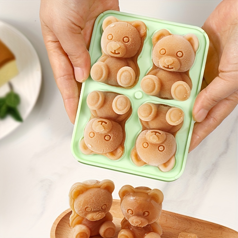 Cute Bear Ice Cube Mold Flexible Silicone Tray For Easy - Temu