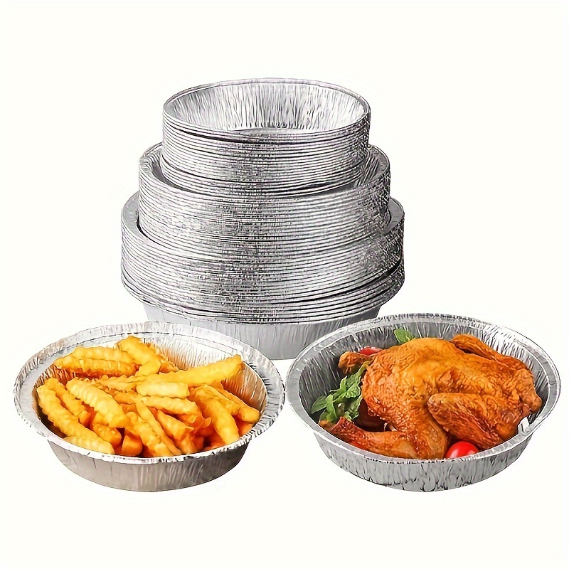 50pcs Oil-proof Aluminum Foil Tin Box Air Fryer Disposable Paper