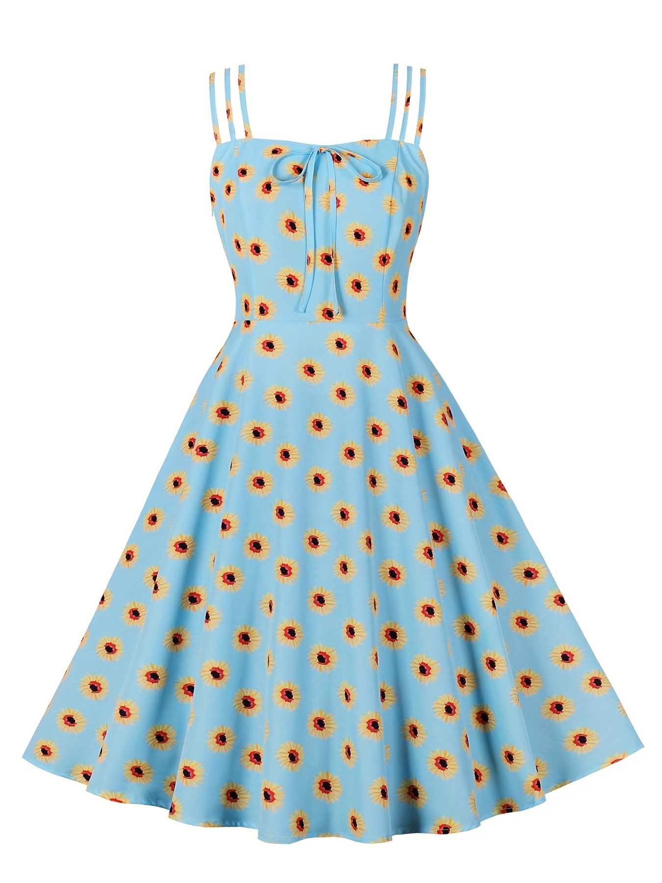 Rockabilly Vintage Yellow Dress for Women 1950s Tea Party Cocktail