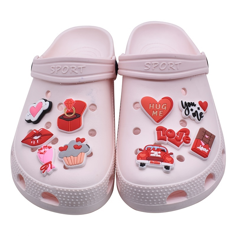 mortd Valentine's Day Theme Shoe Decor Charms, 30Pcs Cute Shoe Charms for  Shoe Wristband Clog Sandals Decor, PVC Shoe Charm Accessories for Girls