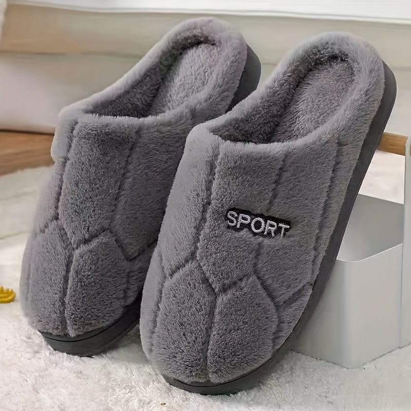 Home Slippers Soft Plush Cozy House Slippers Anti-skid Slip-on Shoes Indoor For Men Winter Shoes