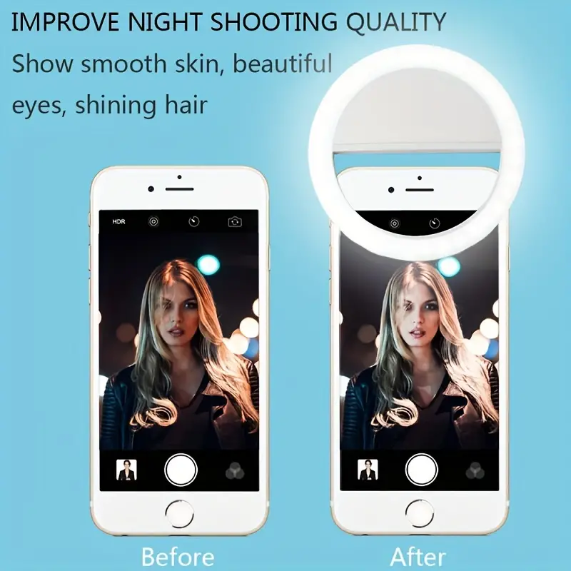 usb rechargeable selfie light ring led circle clip on selfie fill light with 36 led bubbles portable for iphone smart phones pads makeup mirrors details 7