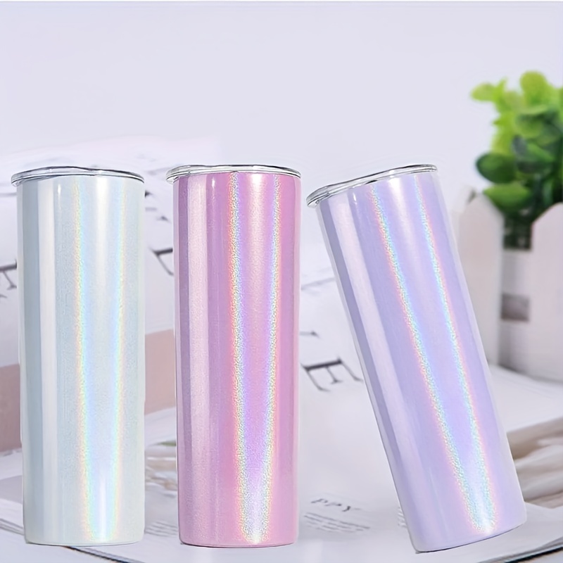 Sublimation Glitter Straight Skinny Tumbler, Stainless Steel Slim Travel  Vacuum Water Bottle With Seal Lid Plastic Straws, Festival Party Gift Cup,  5 Colors Available - Temu