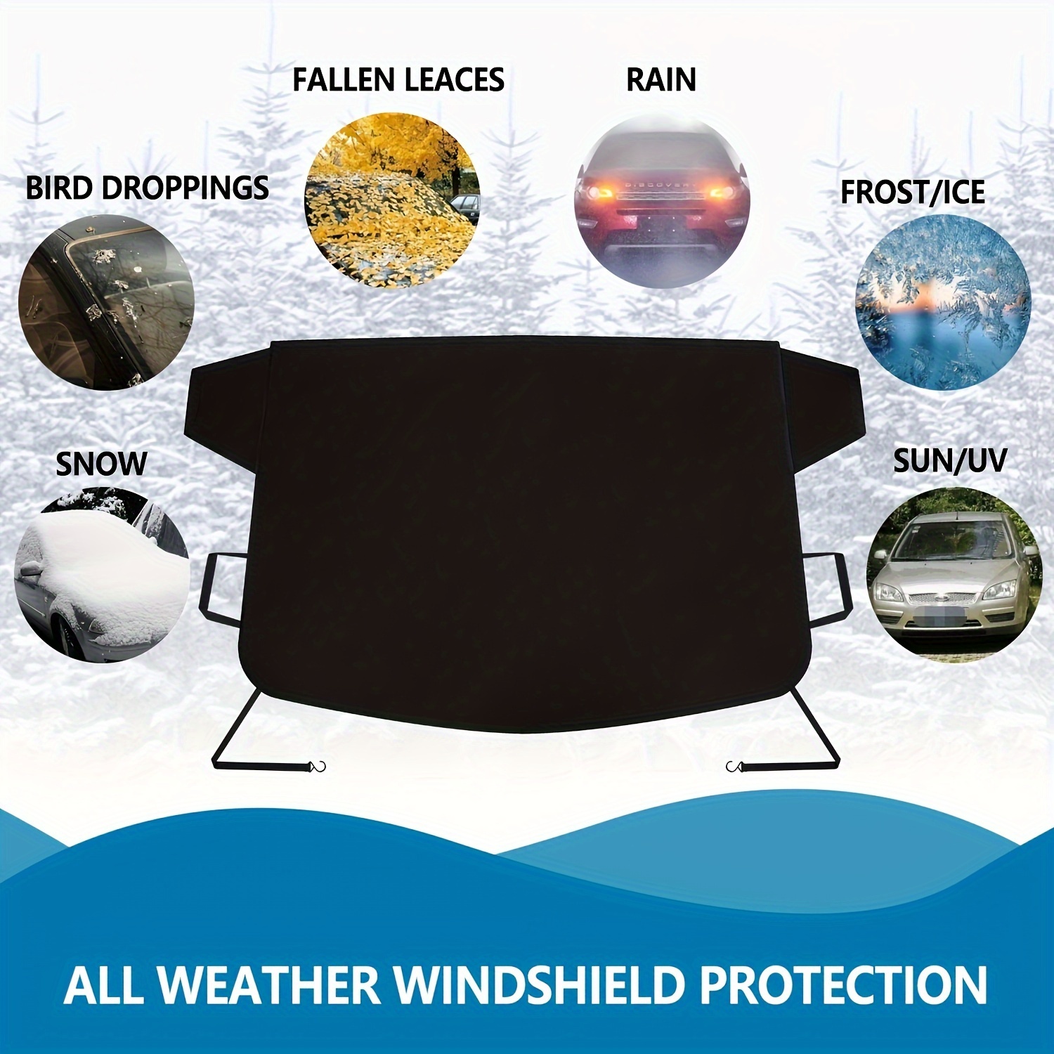 Car Windshield Cover Ice Snow Winter Frost Windproof Sun Shade