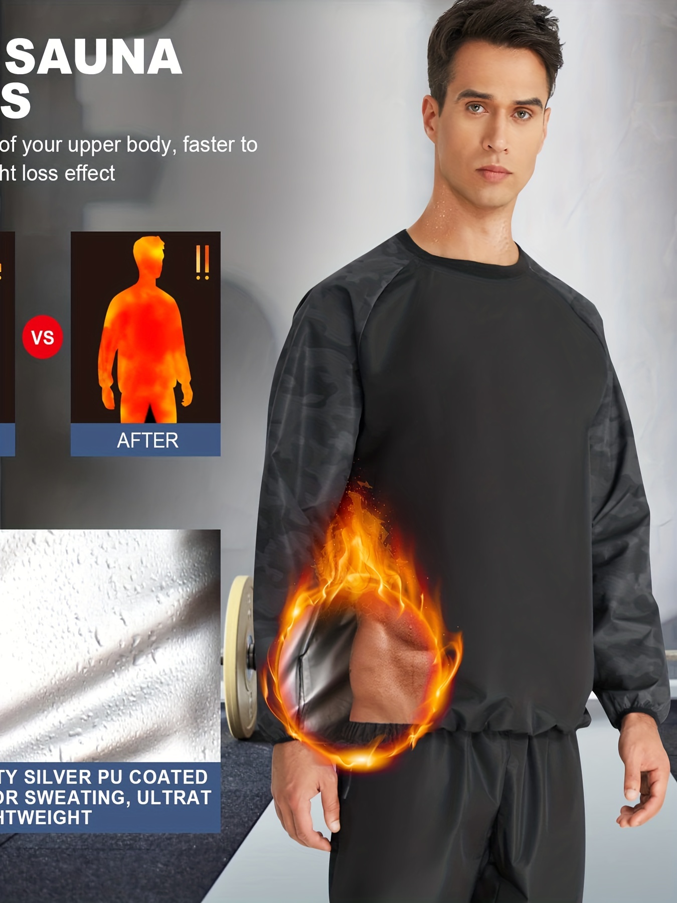 Sauna Suit for Men Sweat Jacket Sweating Shirt Long Sleeve Workout