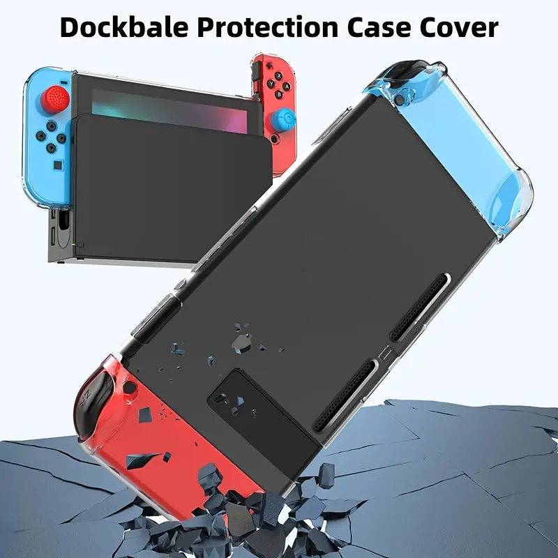 switch case compatible with nintendo switch 9 in 1 switch accessories with 8 pouch carrying case pc protective cover case hd switch screen protector and 6 pack thumb grips caps details 3