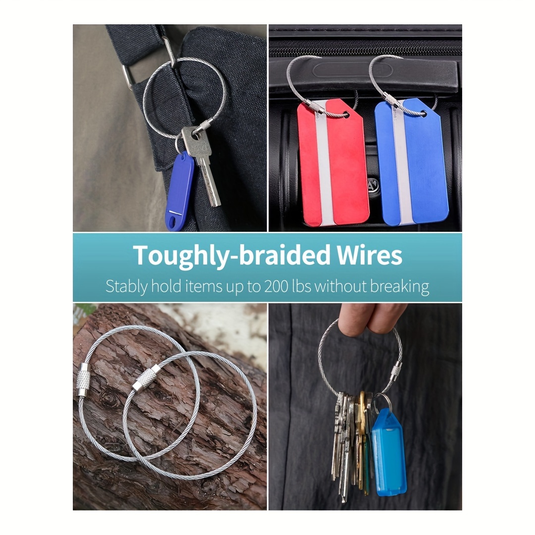 Wire Keychain Cable Large Stainless Steel Key Ring Loop - Temu