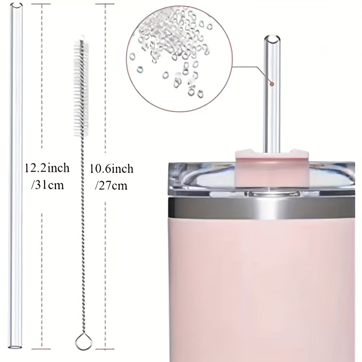  8 PCS Stainless Steel Straw for Stanley 40oz Adveture Quencher  Tumbler, 12 inch Replacement Straw with 8 PCS Straw Cover, Metal Straw for Stanley  30oz : Health & Household