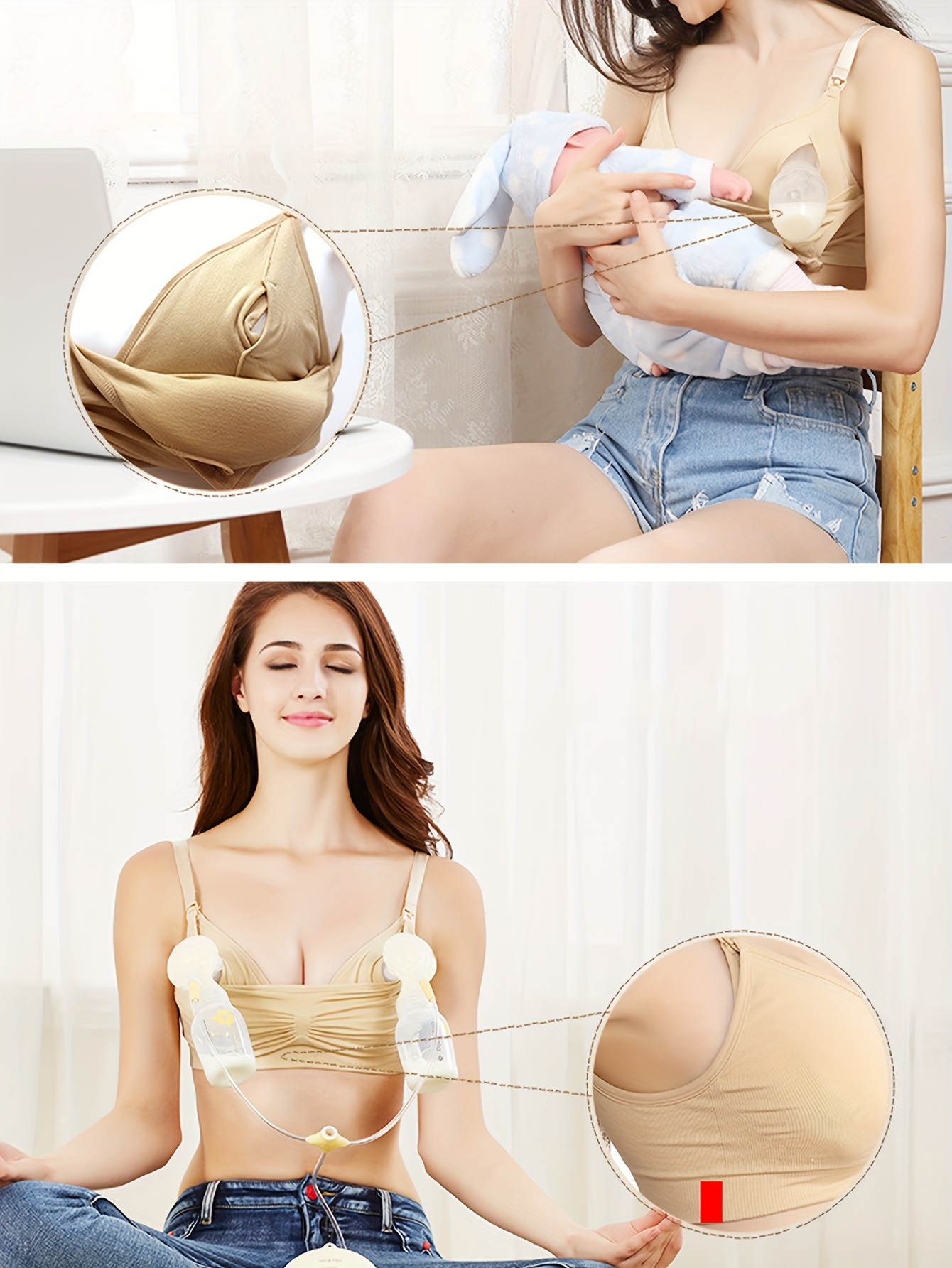 Women's Maternity Solid Breast Feeding Bra Medium Stretchy - Temu