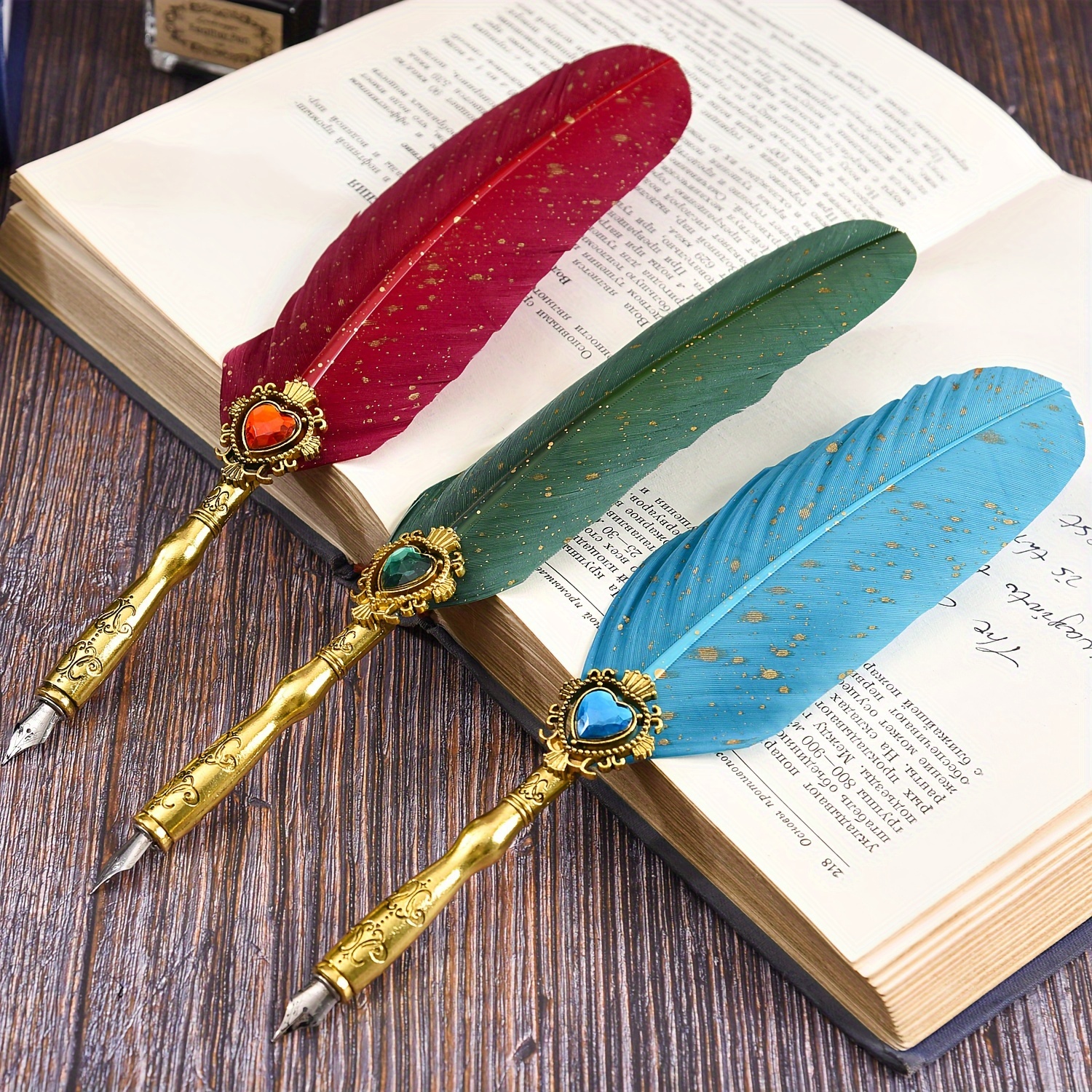 Retro Quill Natural Turkey Feather Dip Pen Caligraphy Fountain