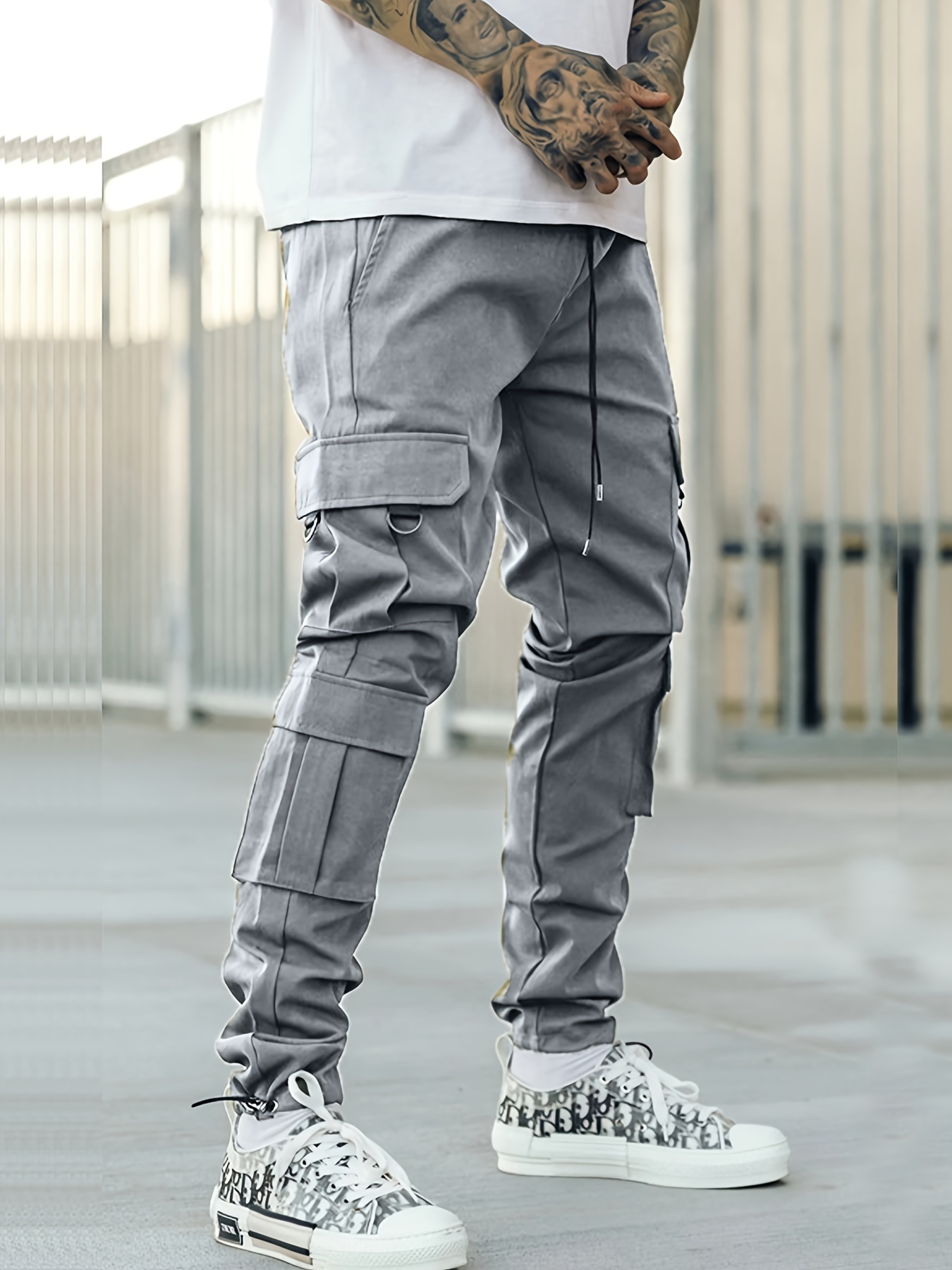 Men's Relaxed Fit Cargo Pants Pockets Loose Trendy Overalls - Temu Canada