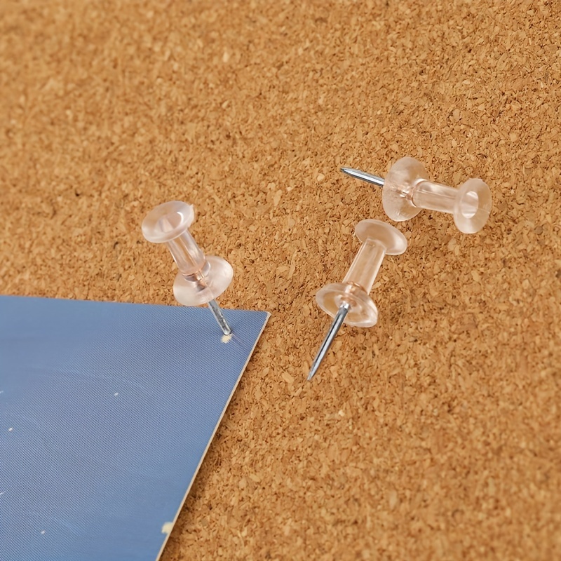 Large Head Pins Clear Plastic Head Steel Tip Thumb Tacks For - Temu