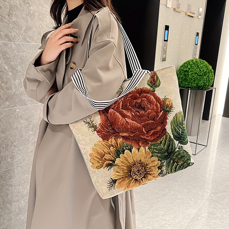 Tan Leather Shopping Tote Bag Outfit – JacquardFlower