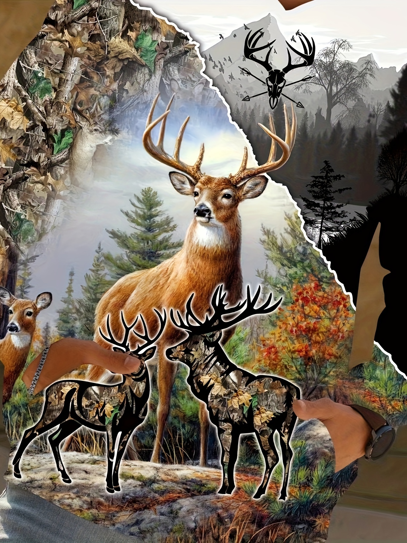 Deer Elk Print Hoodie Cool Hoodies Men Men's Casual Graphic - Temu