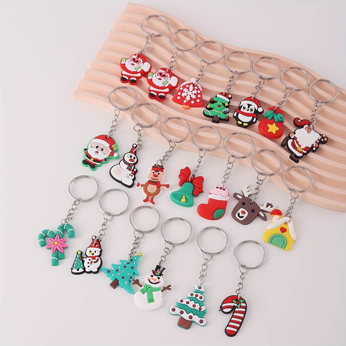 

Christmas Keychains Set Of 20 - Pvc , , No Metal Plating, Non-braided - Assorted , Hat, For Accessories And