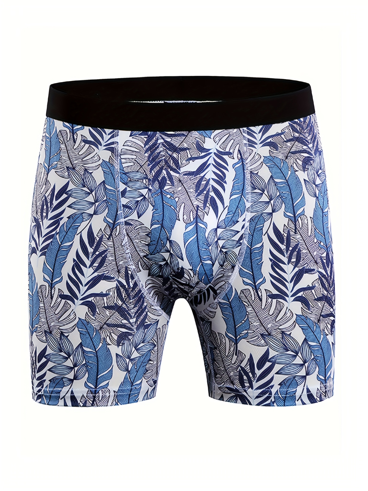 Men's Leaf Print Fashion Novelty Long Boxer Briefs Shorts - Temu Canada