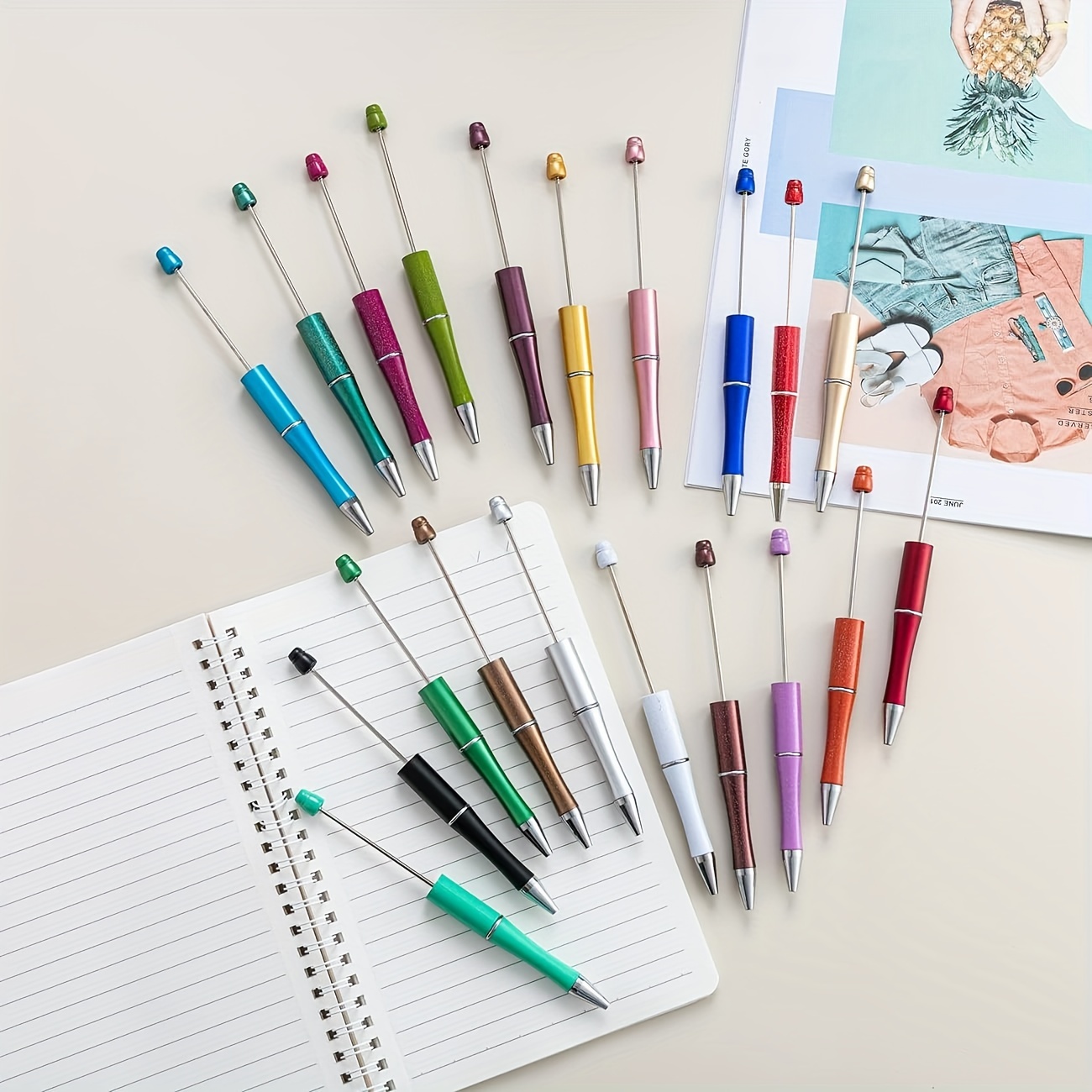 16 Set Plastic Ball Beadable Pens Bulk DIY Bead Pen Making Kit,For Kids  Student School Office Gifts 