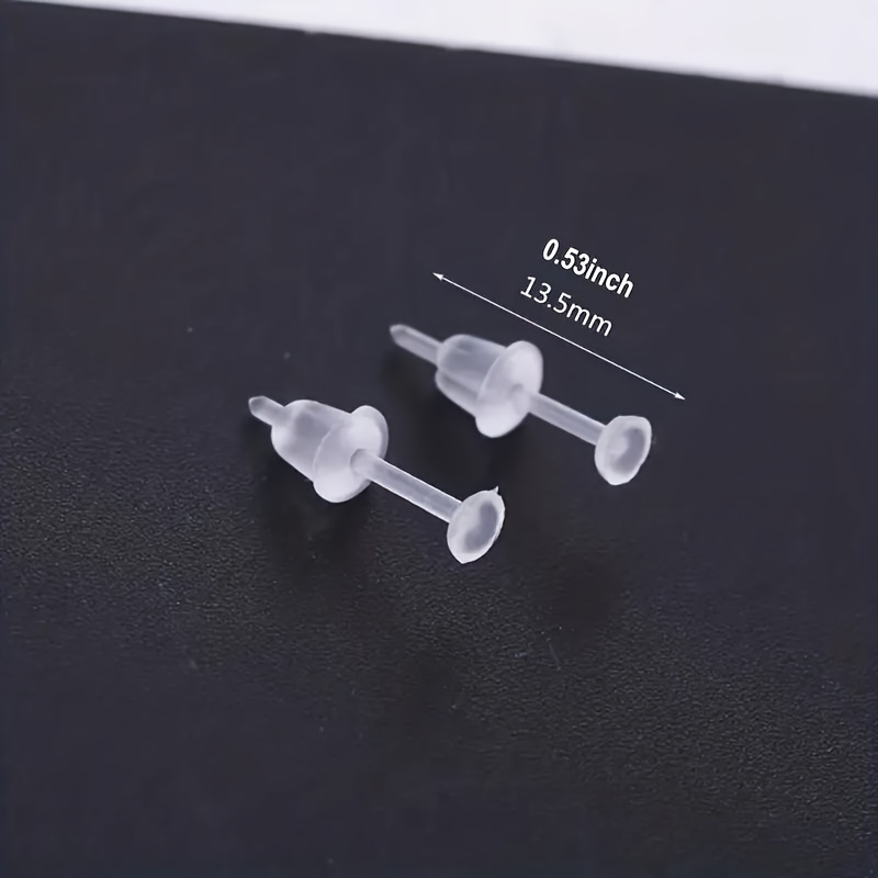 Hypoallergenic Simple Plastic Earrings Back Clear Ear Pins - Temu