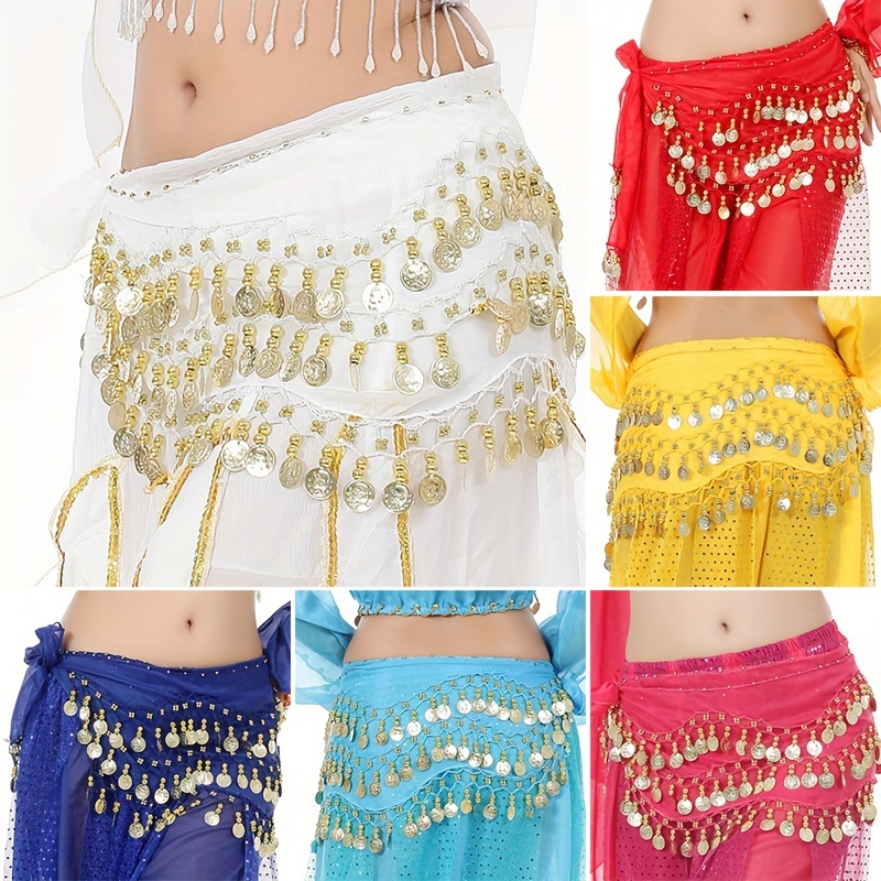 Belly Dance Hip Scarf Wrap Skirt Women Rave Outfit Gold - Temu