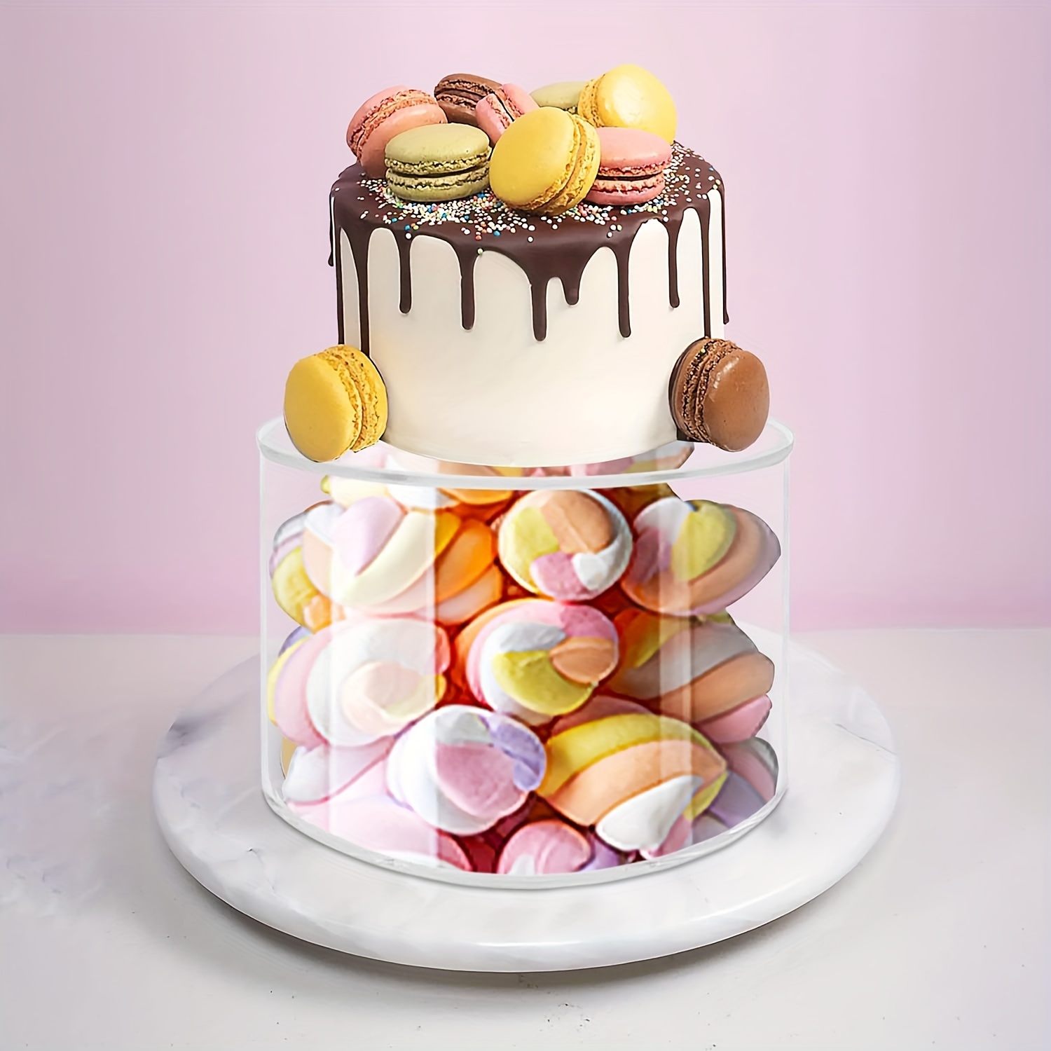 Halatua Présentoir à gâteaux rond en acrylique, Support à cupcakes, Présentoir à dessert