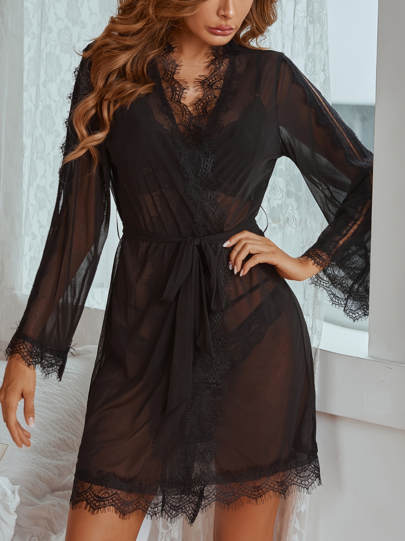 Sheer Mesh Robe Seductive Babydoll Dress Women's Lingerie - Temu